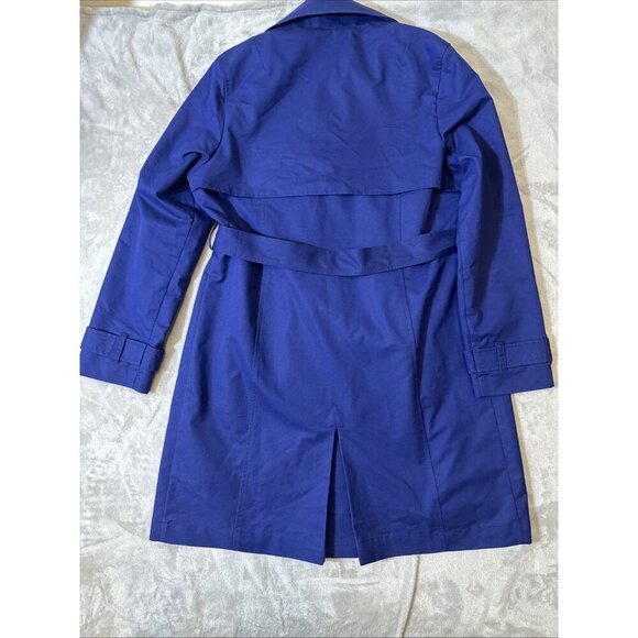L.L. Bean Women's Double Breasted Trench Rain Coat Belted Blue Size Large - Picture 8 of 9
